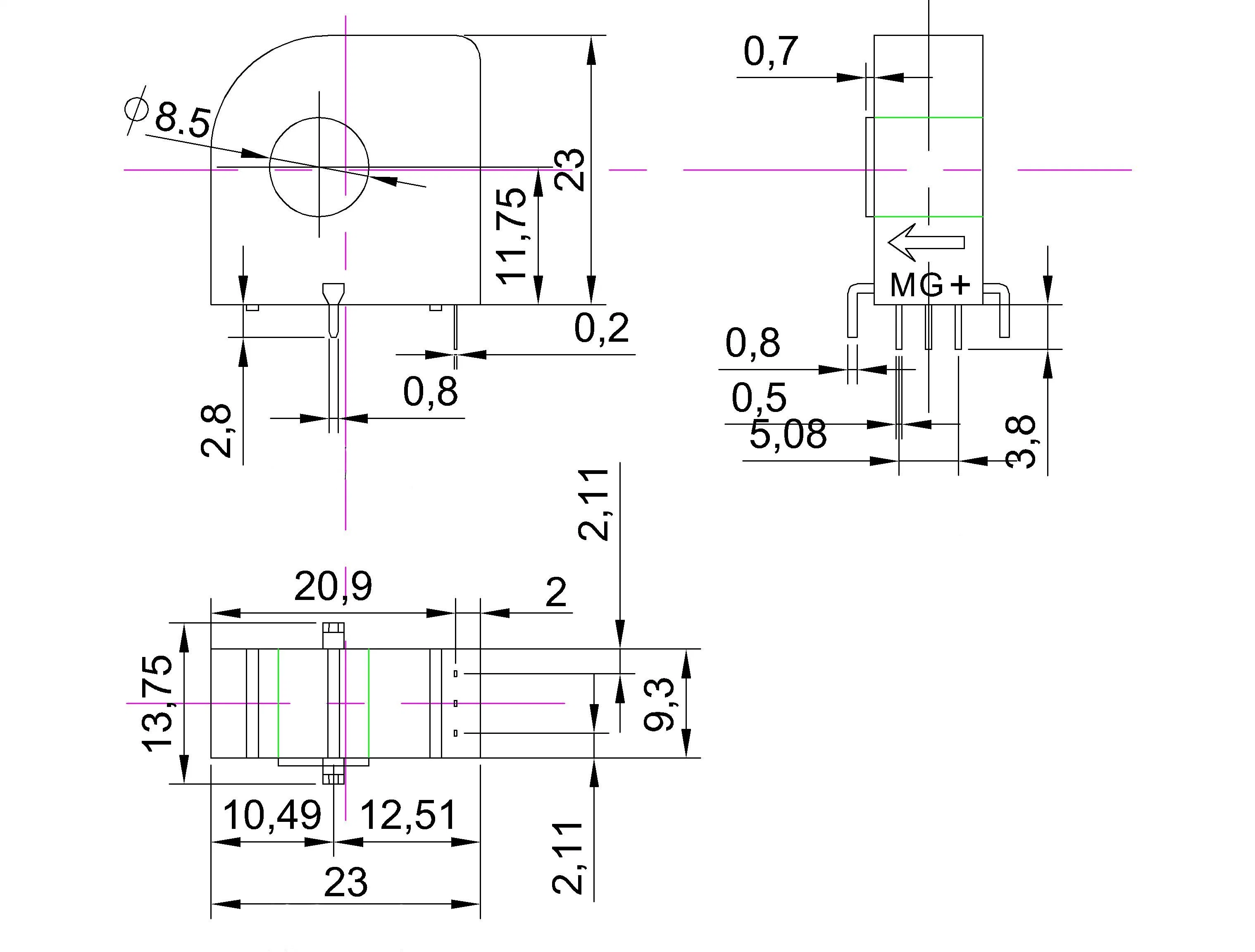 Tr a alta precisão AC/DC Circuito Fechado Equilíbrio magnético Hall Sensor de corrente 50A/2V