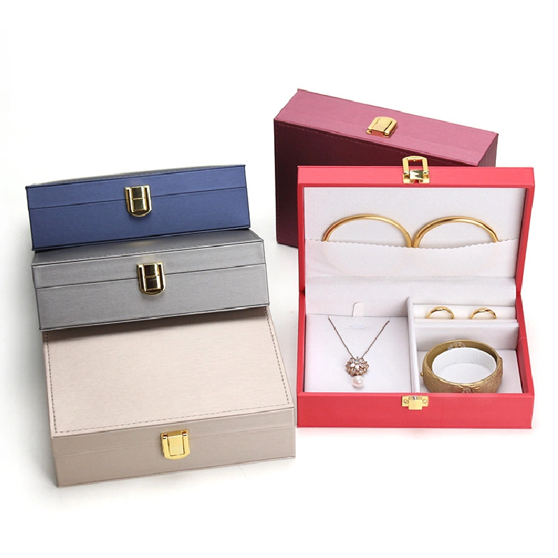 Cuero cepillado Conjunto de joyas exquisitas de cuero de PU Embalaje Anillo de Boda Pulsera Collar Colgante joyas Caja de regalo 5 Colores opcional