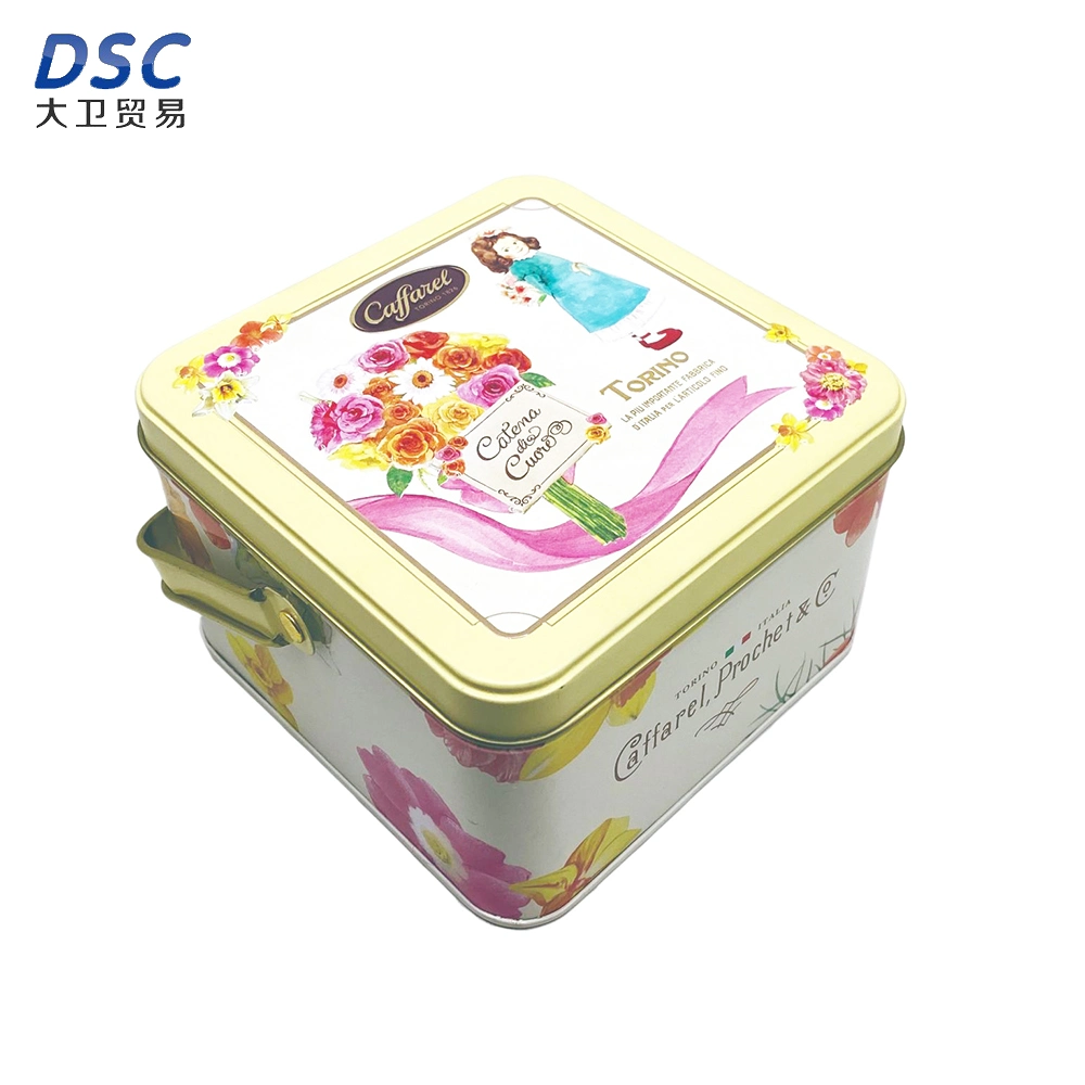 Handle Iron Box Candy Biscuit Packaging Small Handle Tin Rectangular Handle Tin