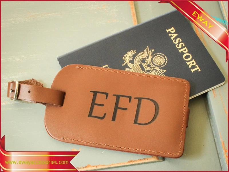 Logo Debossed Leather Luggage Tags Leather Hang Tags