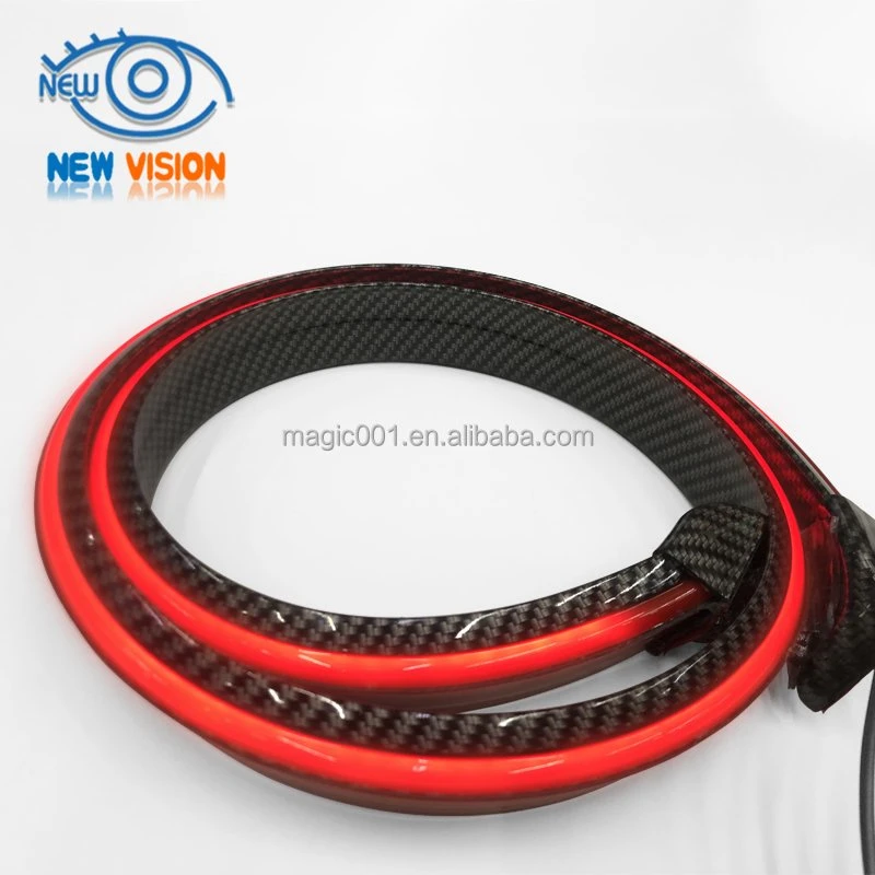 12V 120cm Car LED Decoration Carbon Fiber Pattern Tail Box Light Strip, Brake Tail Light, Streamer Tail Lights Red Color