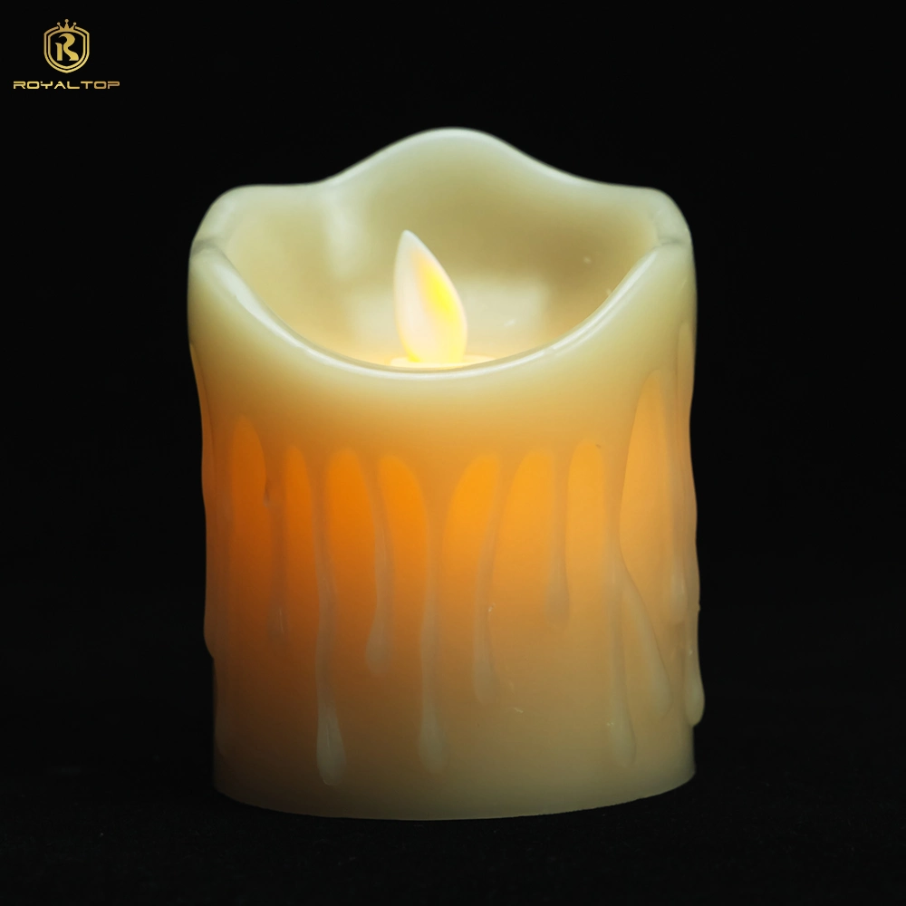 Factory Flameless Set White Pillar Dancing Flickering Moving Flame Wick Electronic LED Candle