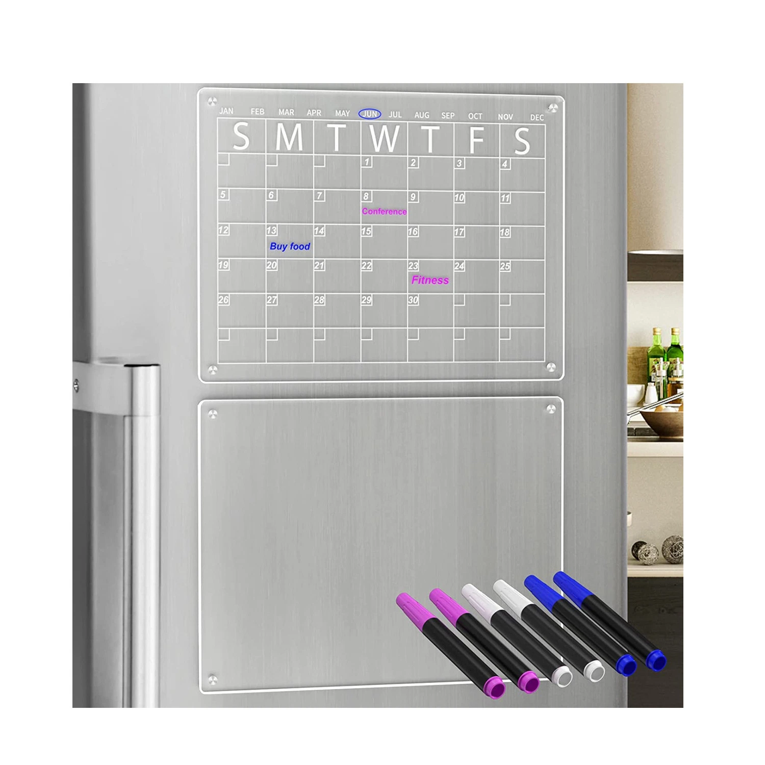 Acrylic Magnetic Dry Erase Board for Fridge 2 Set