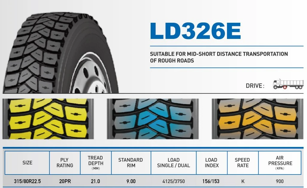 Lionshead Brand Ld326 315/80r22.5 22.5 High quality/High cost performance  All Steel Radial Truck Tyre/Tire