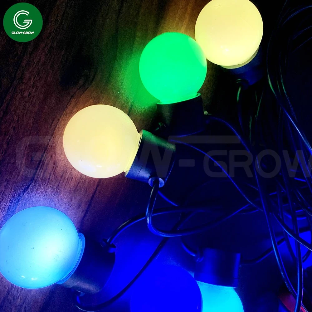 Factory Outdoor Waterproof RGB Christmas Replaceable G45 Bulbs LED Festoon String Light with White Cable for Xmas Ramadan Wedding Home Easter Decoration