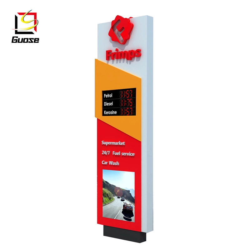 LED Illuminated Pylon Signs Light Steel Steel Structure for Petrol Station Canopy