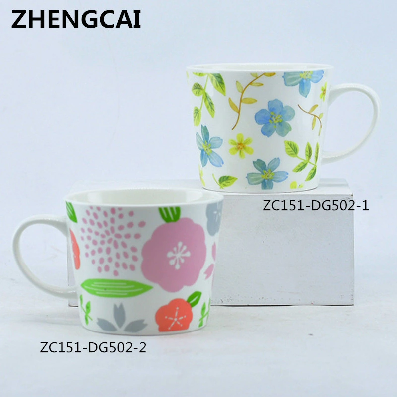 Taza de café y té de cerámica con diseño floral para regalos promocionales, de uso diario