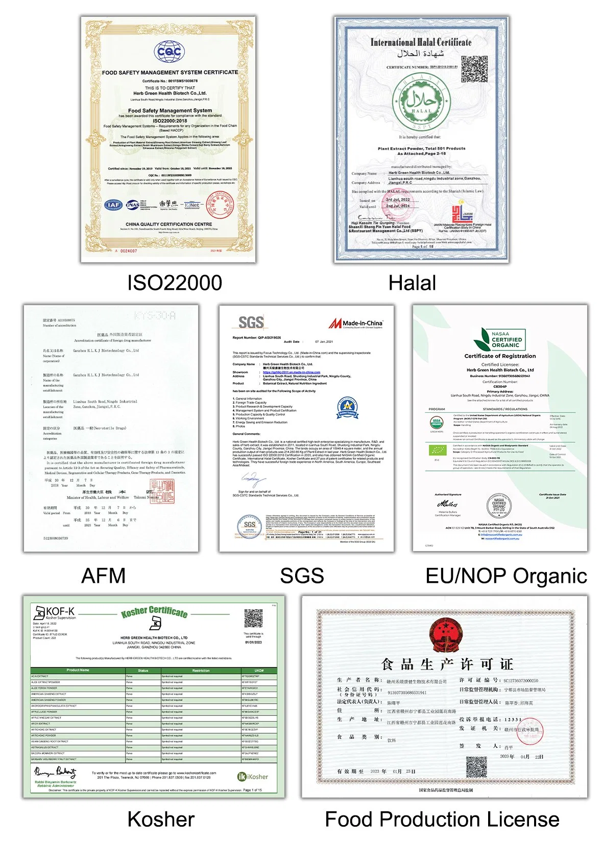 Normes de cp2015 organiques extrait de Ginkgo biloba