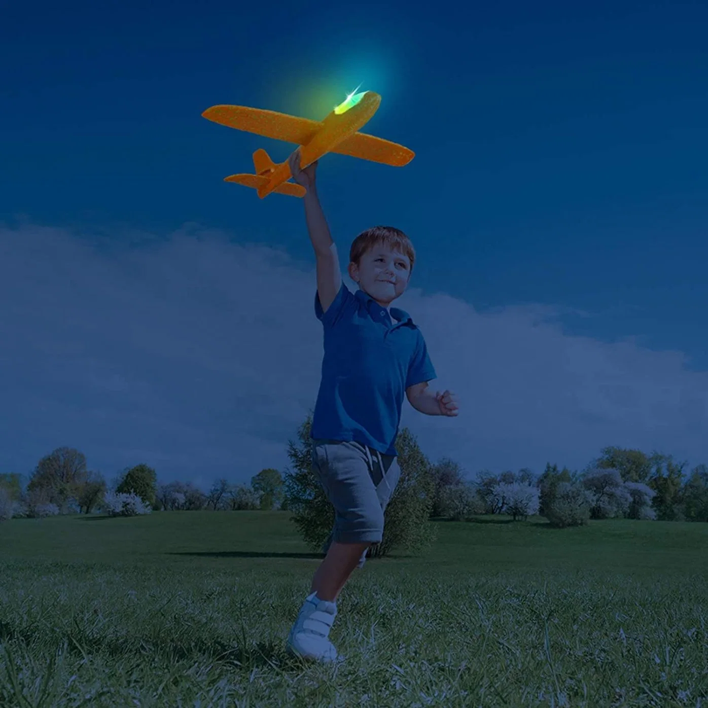 Avión de espuma grande para lanzar con luz LED, modo de vuelo de planeador, juguete volador para niños, juguetes deportivos al aire libre