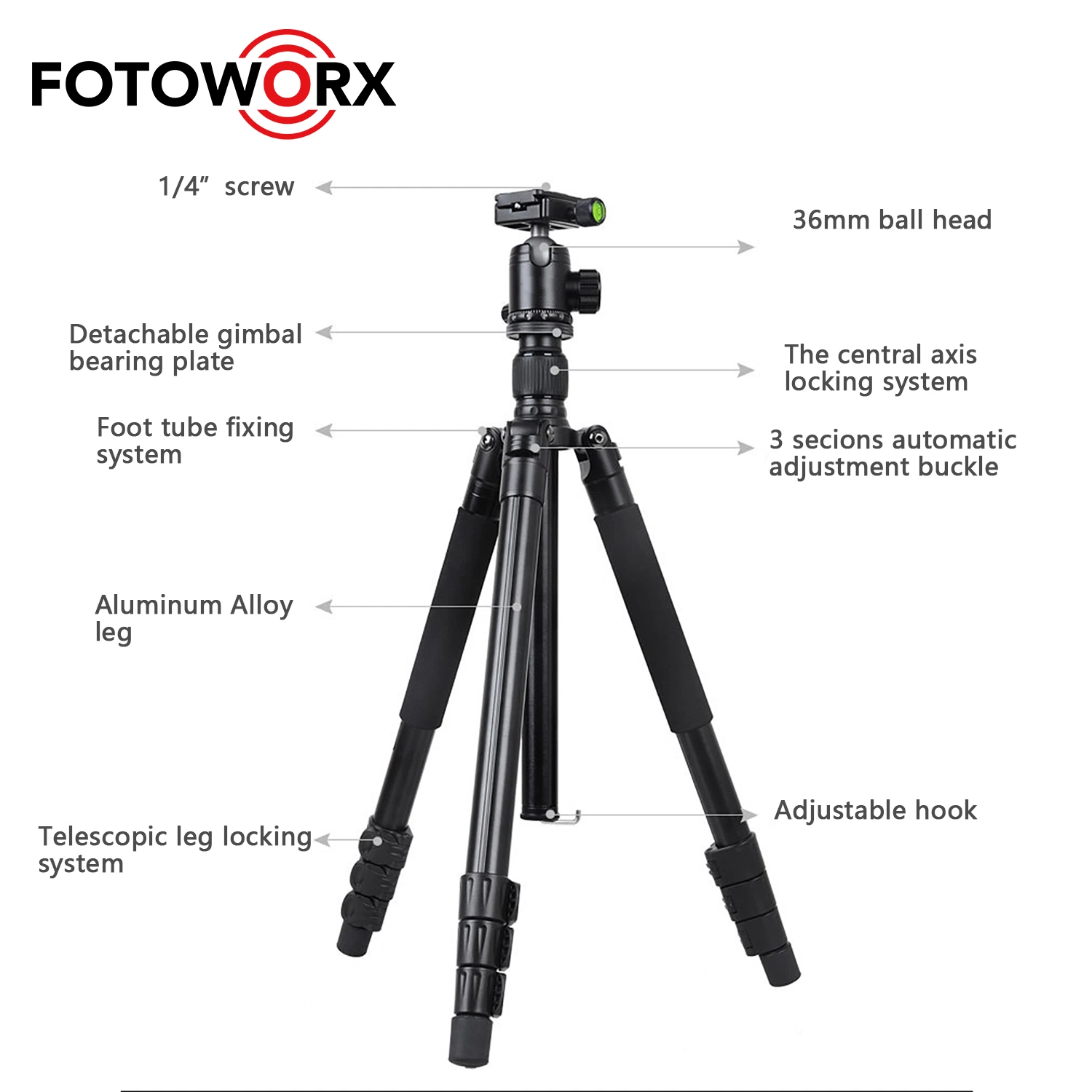 Fotoworx 68 Zoll Aluminium-Legierung Kamera Stativ Abnehmbare Monopod