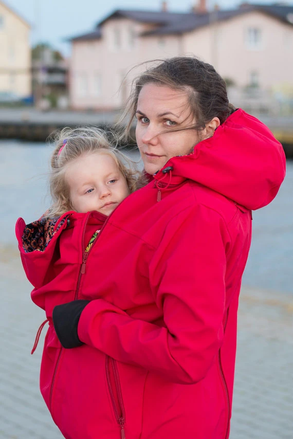 Warm Fleece Babywearing Jacket Baby Carrier Coat with Detachable Hood