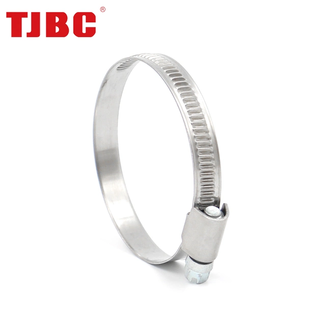 Non-Perforated Zinc Plated Steel Screw Worm Gear German Type Hose Clamp with Welded Housing Design (50-70mm)