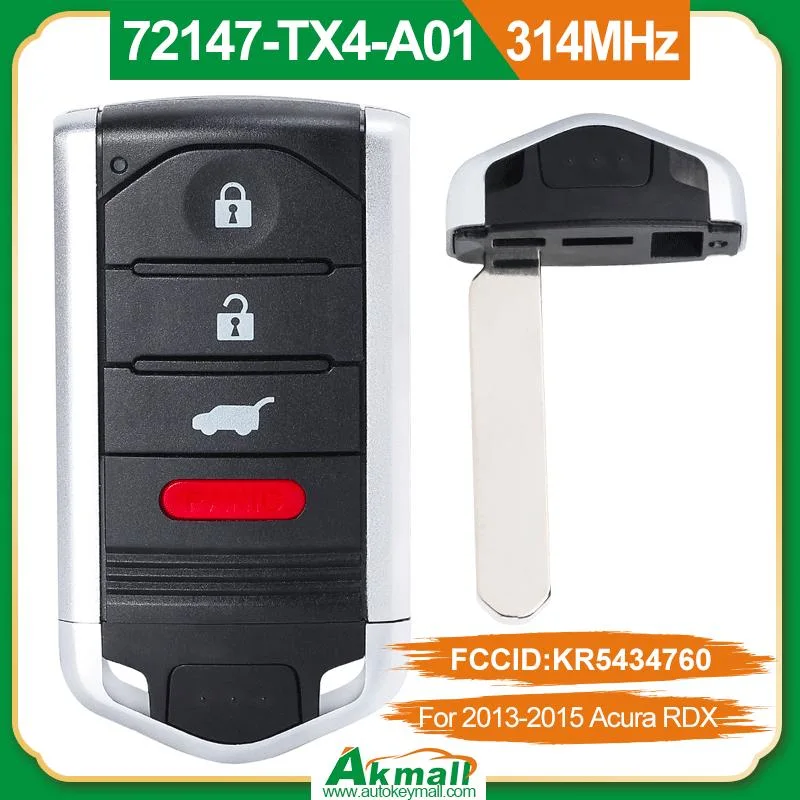 FCC: 72147-Tx4-A01 N/P5434760: Kr Coche Smart Remote clave para el Acura RDX 2013-2015 314MHz