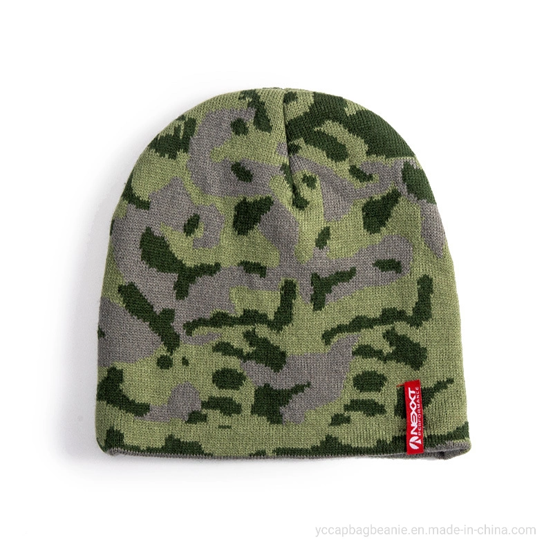 Custom Acrílico Invierno nieve Deporte esquí Camo Gorro de punto