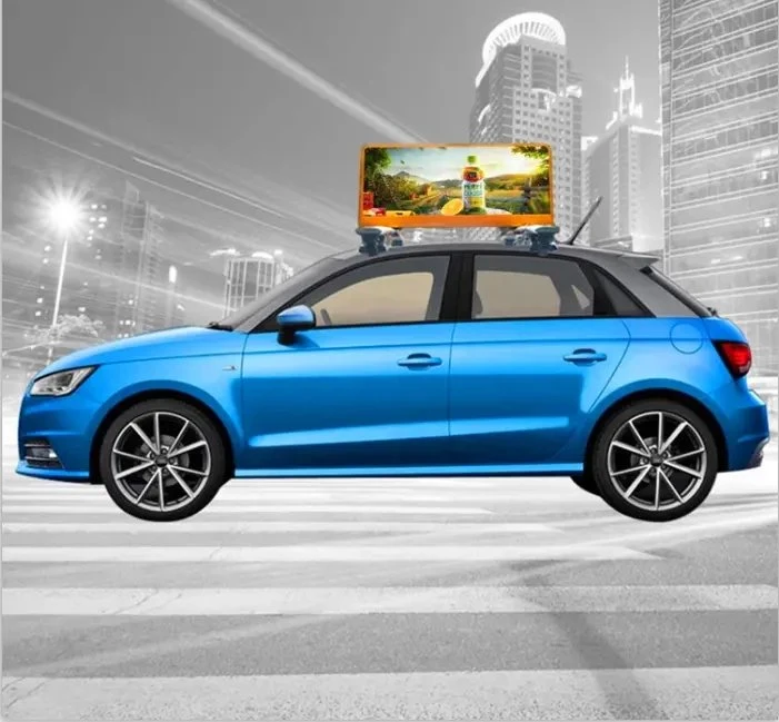 P4 Full Color Waterproof IP65 Double Sides LED Taxi Roof Display for Advertising