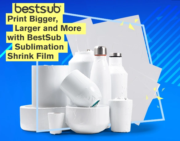 Bestsub Sublimation Heat Press Transfer Printing Full Image Shrink Film Wrap for Skinny Tumbler