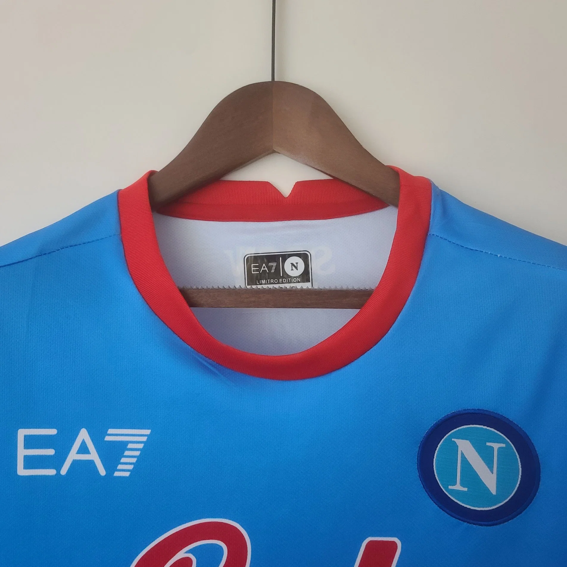 T-shirts de desporto de verão S-XXL para homem de 2223 Naples Christmas Edition Blue Camisola de futebol americano de manga curta de futebol de alta qualidade