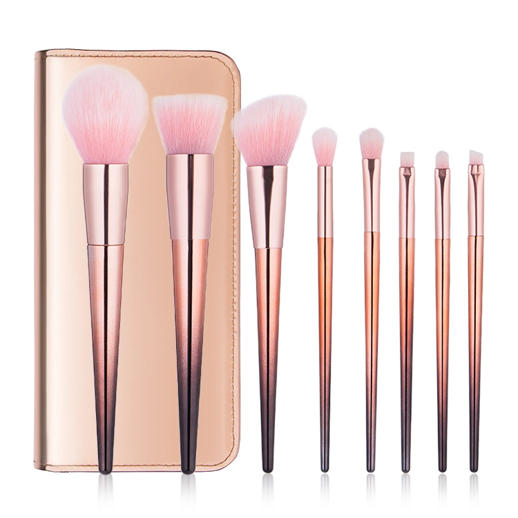 8PCS Gradient Gold Color Plastic ABS Handle Professional Makeup Brushes Set Fashion Beauty Tools