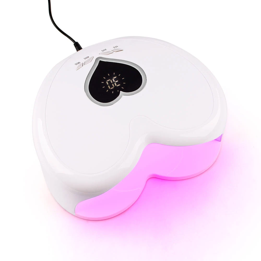 Popular New Style Cute Heart Shape Fast Drying Manicure Pedicure Machine Light Weight 96W Hybrid PRO Cure UV LED Nail Lamp