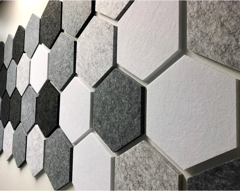 Hexagonal Shape Pet Fiber Acoustic Panel Bevel Edge Chamfer Edge