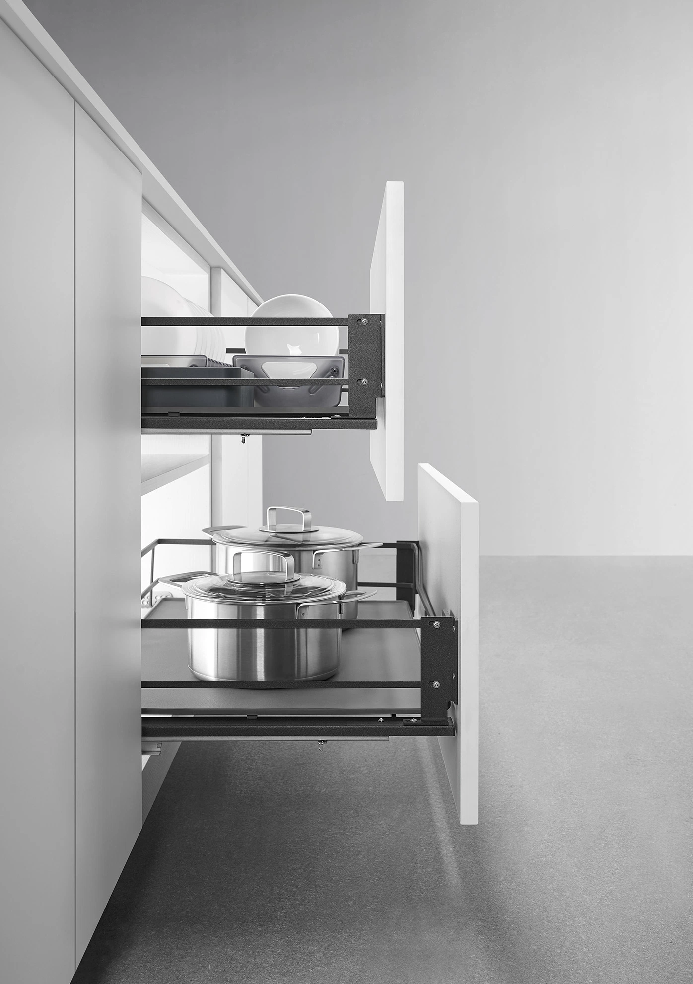 Kitchen Cabinet Hardware 4-Sided cierre suave saque cesta