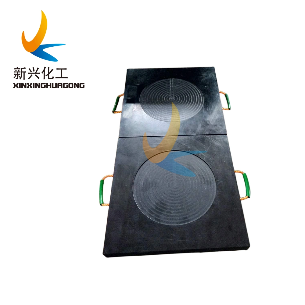 Anti-Slip Lightweight Yellow Rope Mobile HDPE Crane Outrigger Pad Foot Support Plate