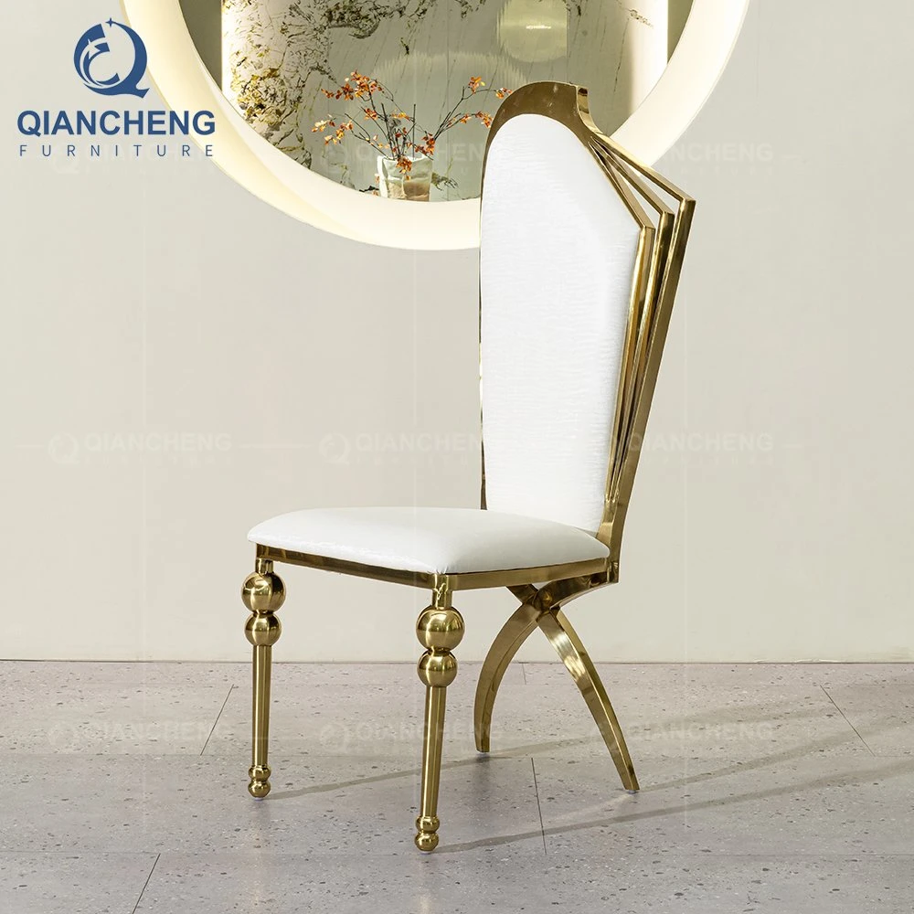 Новейший дизайн Золотая нержавеющая сталь столовая комната Мебель Свадебная Председателя