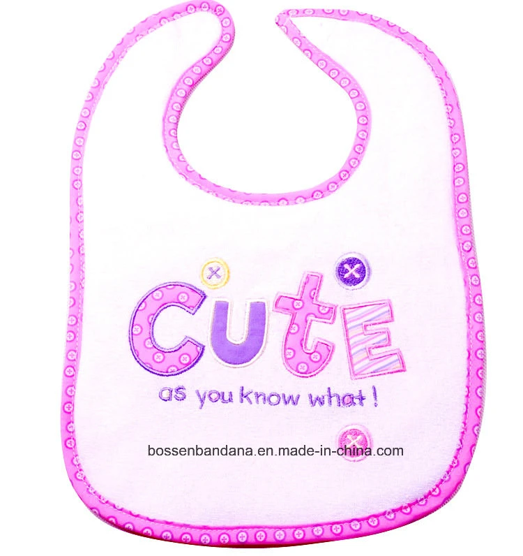 Original Factory Produce Custom Design Embroidered Blue Cotton Terry Knit Baby Saliva Towel Bib