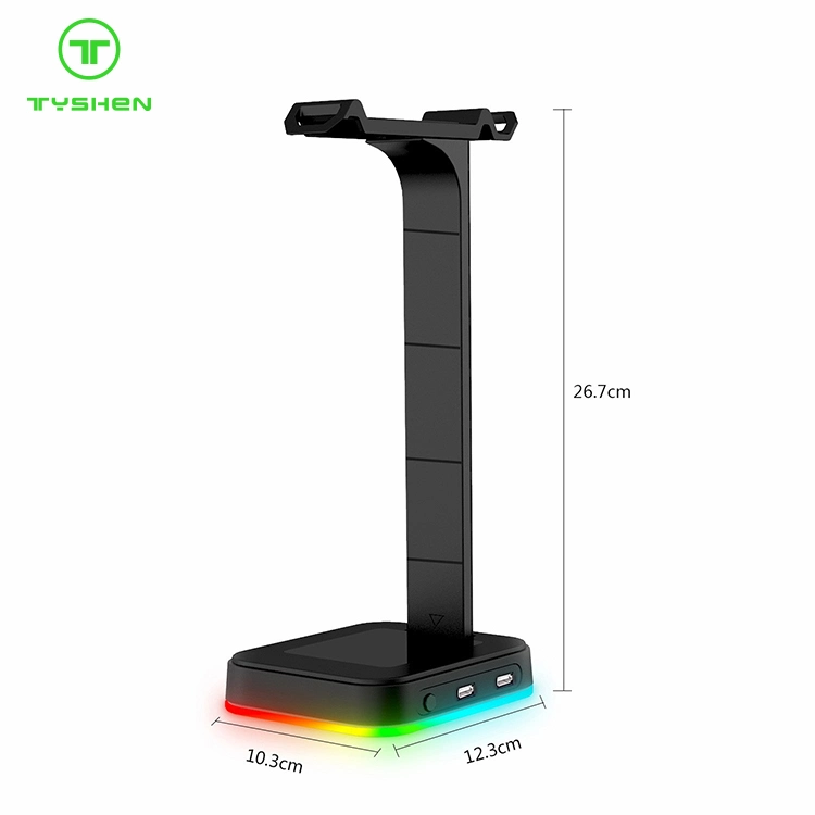 Drop Shipping in Stock Low MOQ 4 in 1 Multi-Function RGB Gaming Headset Stand with 2*2.0 USB Hub