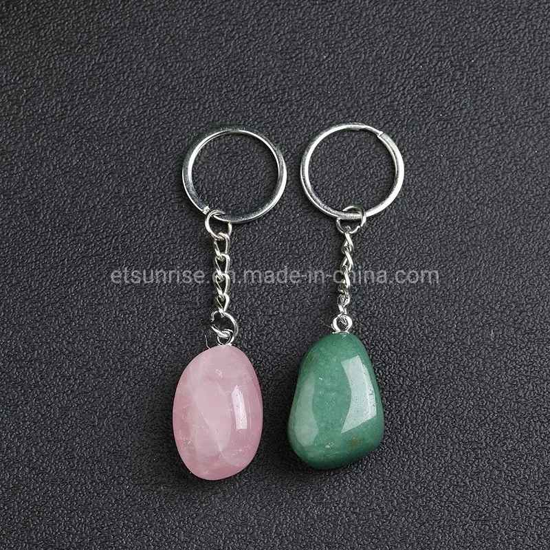 Fashion Natural Stone Beads Gemstone Crystal Keyring Pendant