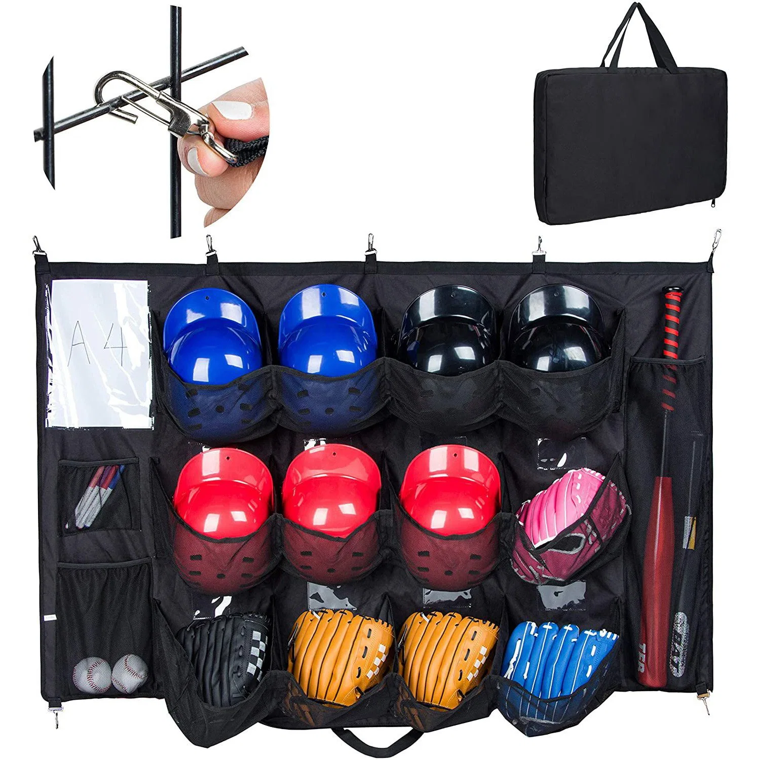 Hanging Softball 12 Player Dugout Organizer Baseball Helmet Bag Ci23798