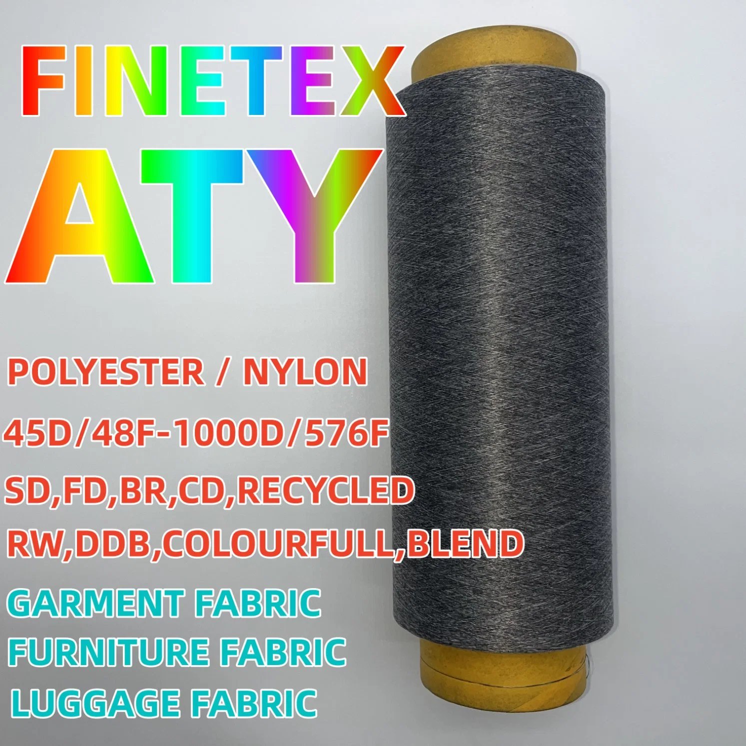 Polyester Yarn ATY 160D/120F Blend Color Air Textured Yarn Used For Furniture Garment Fabric