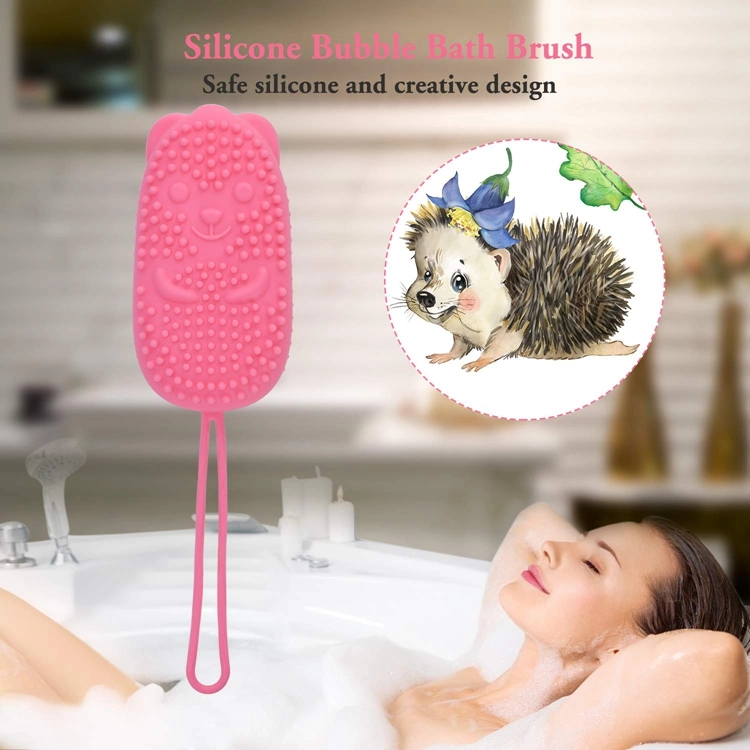 Double-Sided Body Scrub Brush for Deep Cleasing Exfoliating, Super Soft Silicon Loofah with Rebound Sponge, Skin Body Massage