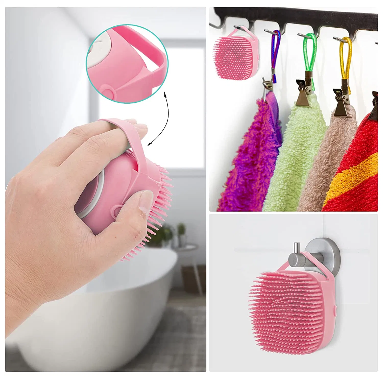 Custom Logo Kids Massage Hair Women Scalp Detangling Brush Silicone Shampoo Brush Pet Bath Brush