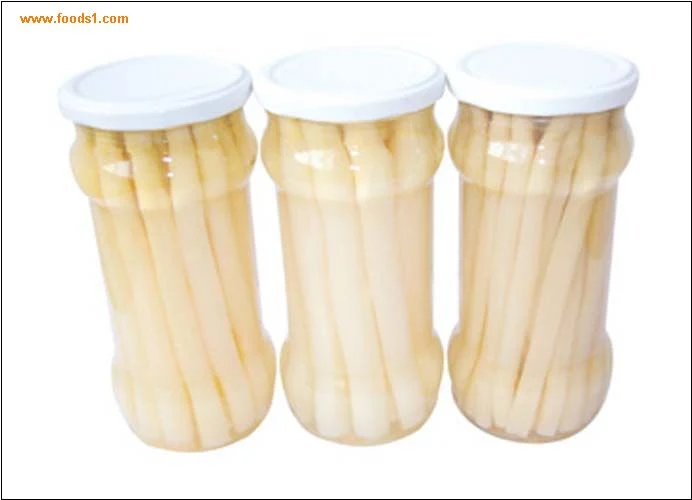 Fresh Canned White Asparagus in Glass Jar