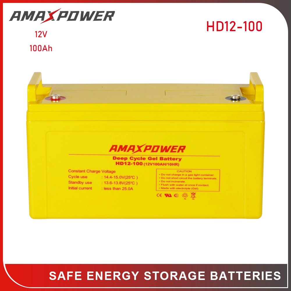 Amaxpower 6V/12V/24V/48V 100Ah/150ah/200Ah/250ah Wiederaufladbare Deep-Cycle-Gel-Speicherbatterie für Solarmodul/Wasserpumpe/Boot/Golfwagen/Wechselrichter/Power-Tool/USV