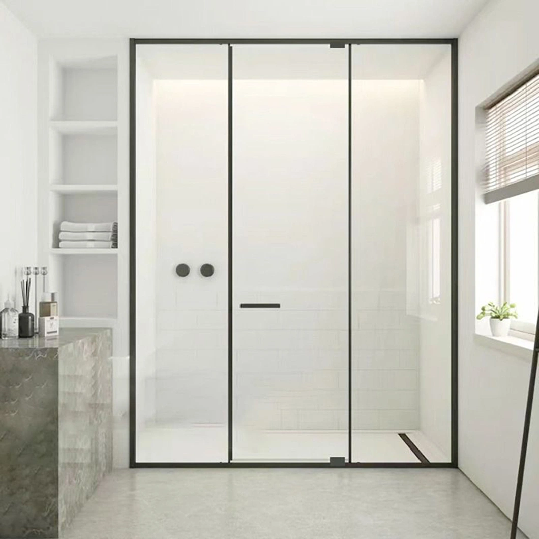 Qian Yan Shower Room Glass Door Single Hole Small Handle China Tempered Glass Shower Door Frame Wholesale/Supplierr ODM Custom Anti-Corrosion Glass Garage Door Frame