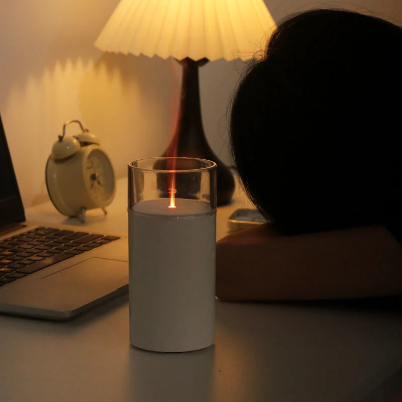 Home Ultrasonic USB Aroma Diffuser with Simulation Candle Night Light Air Humidifier