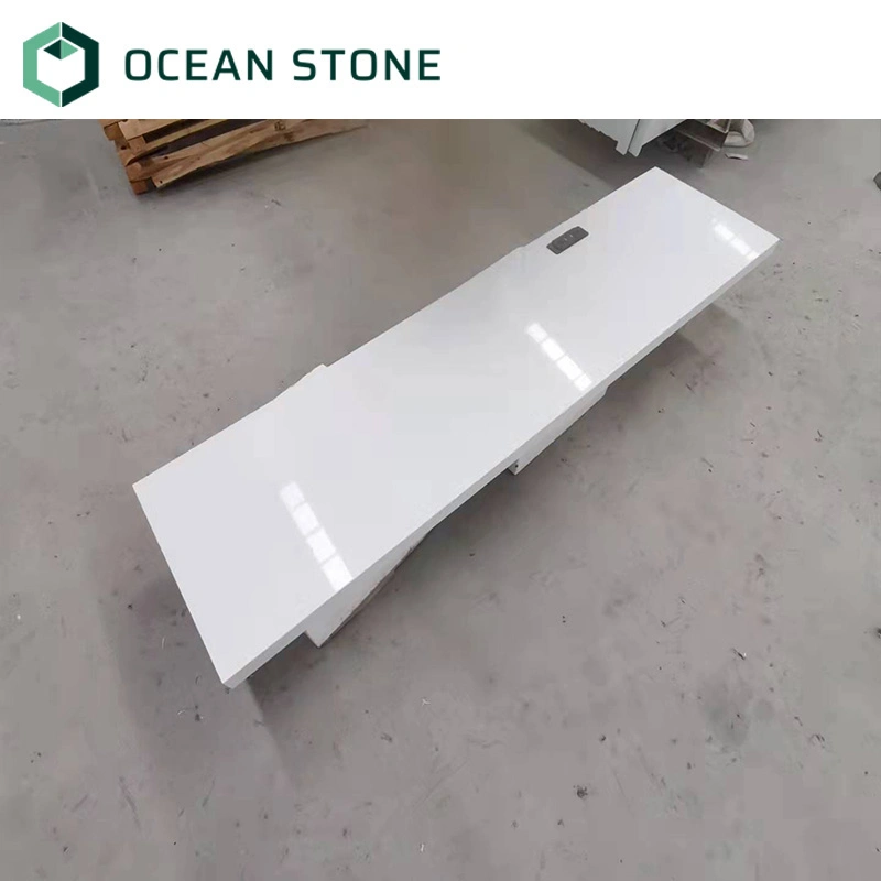 Pure White Quartz for The Hotel Furniture Stone Desk Top