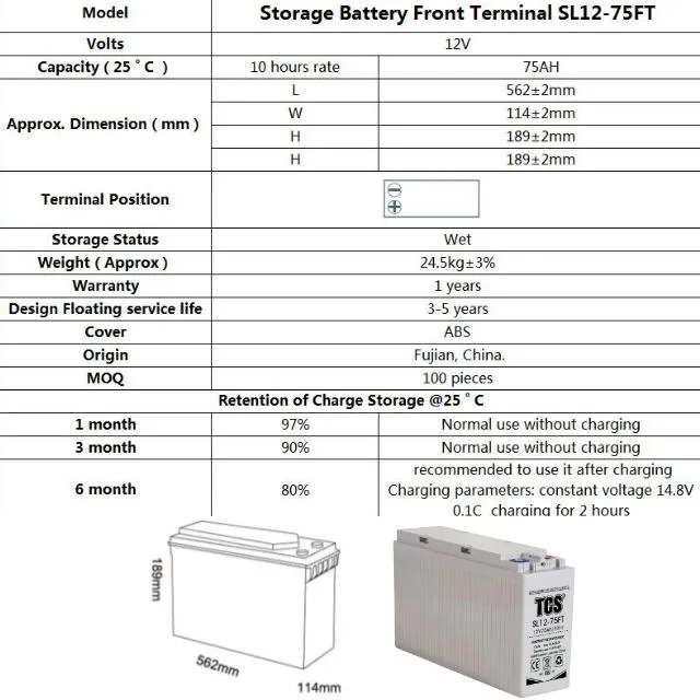 SL12-75FT 75Ah 12V Ft versiegelte Bleiakku 6V 4Ah 20hr für Notstromsysteme