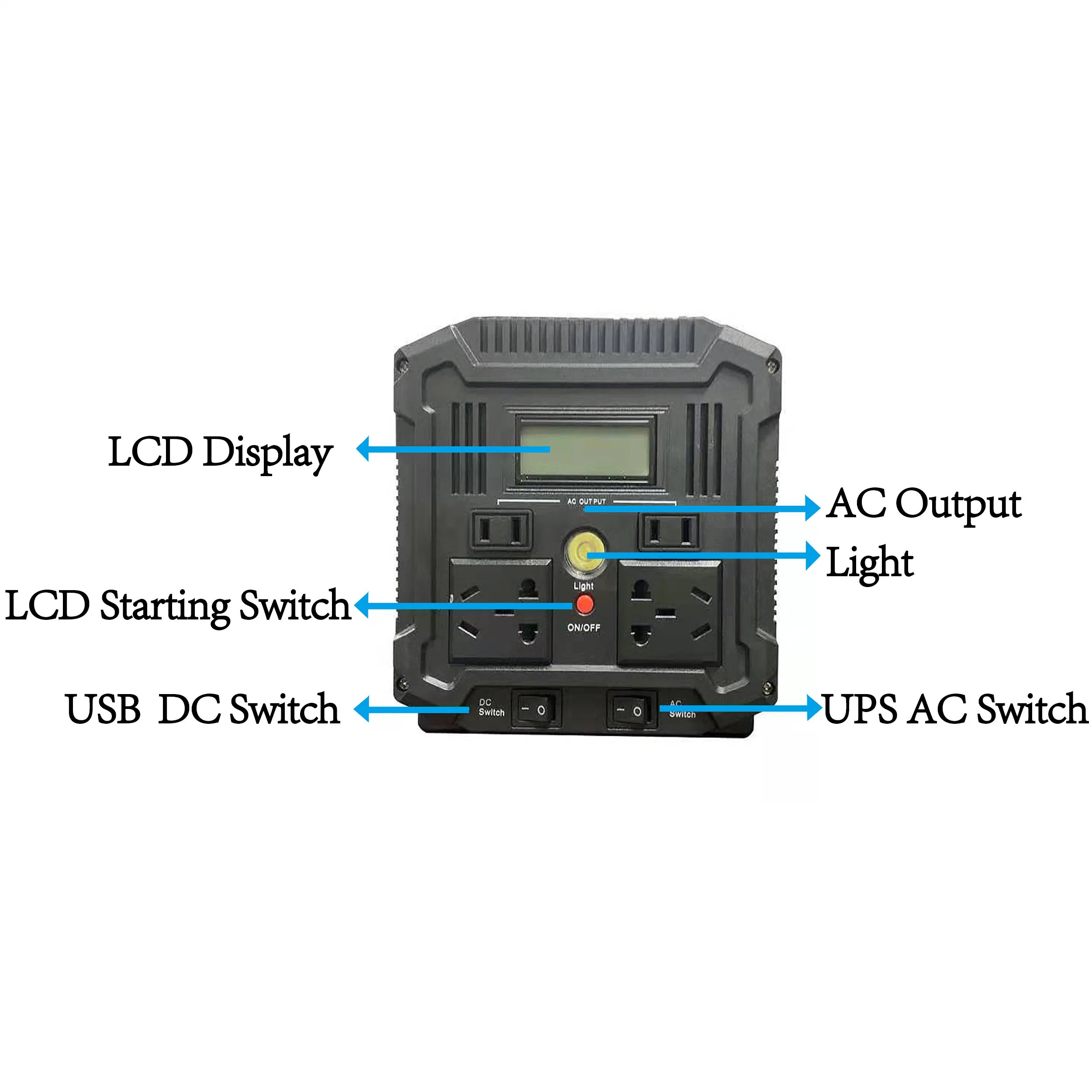 Stockage d'énergie de la batterie CC 600W onduleur Station d'alimentation Portable Éclairage domestique