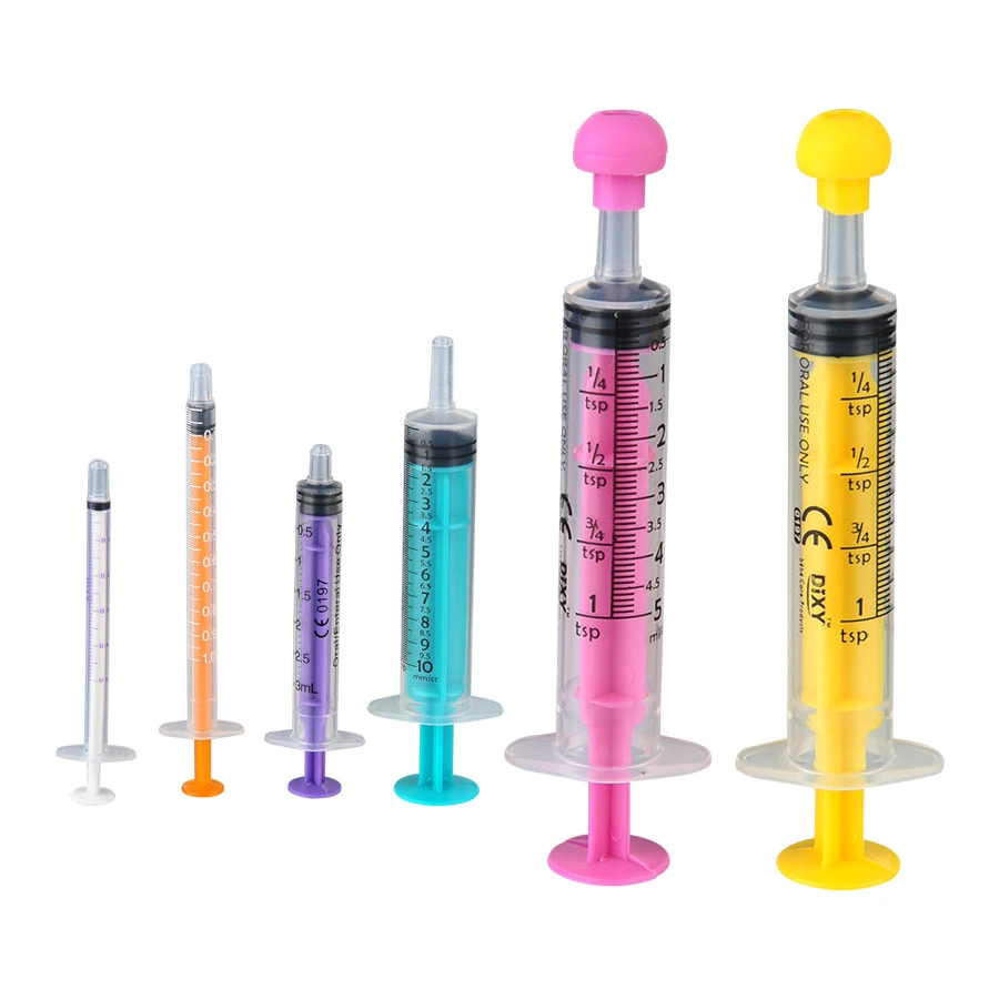 Disposable Plastic 3ml 6ml 10ml Colored Oral Food Syringe with Cap