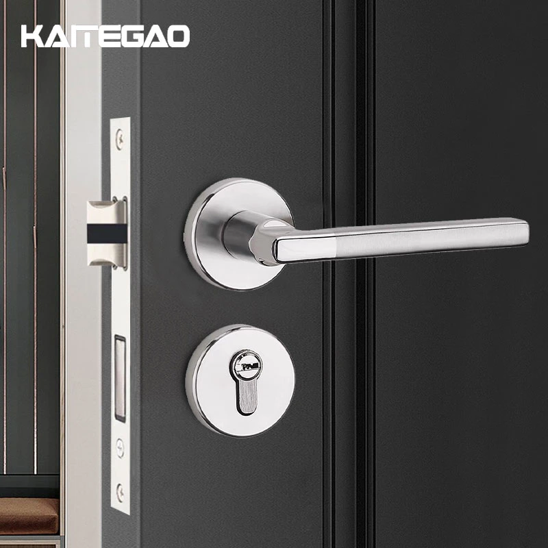 Square Pull Bar Chrome Door Lever Handle Lock