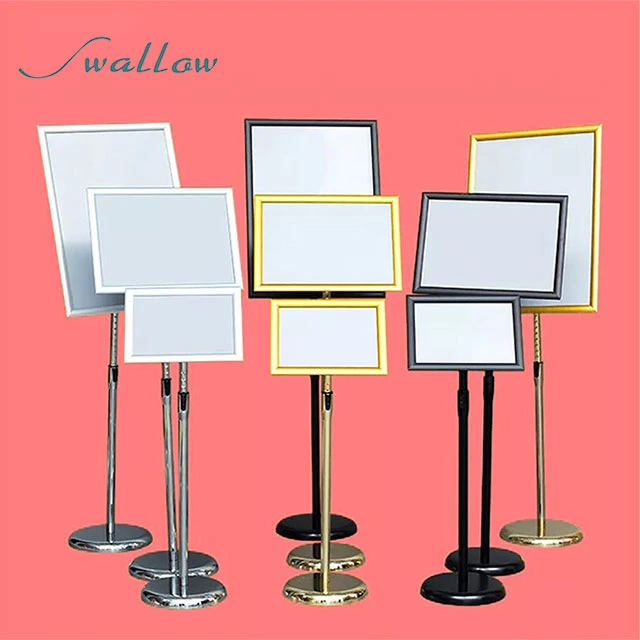 Sign Holder Poster Stand with Rotating Snap Frame, Adjustable Sign Holder Pedestal Telescoping Stand