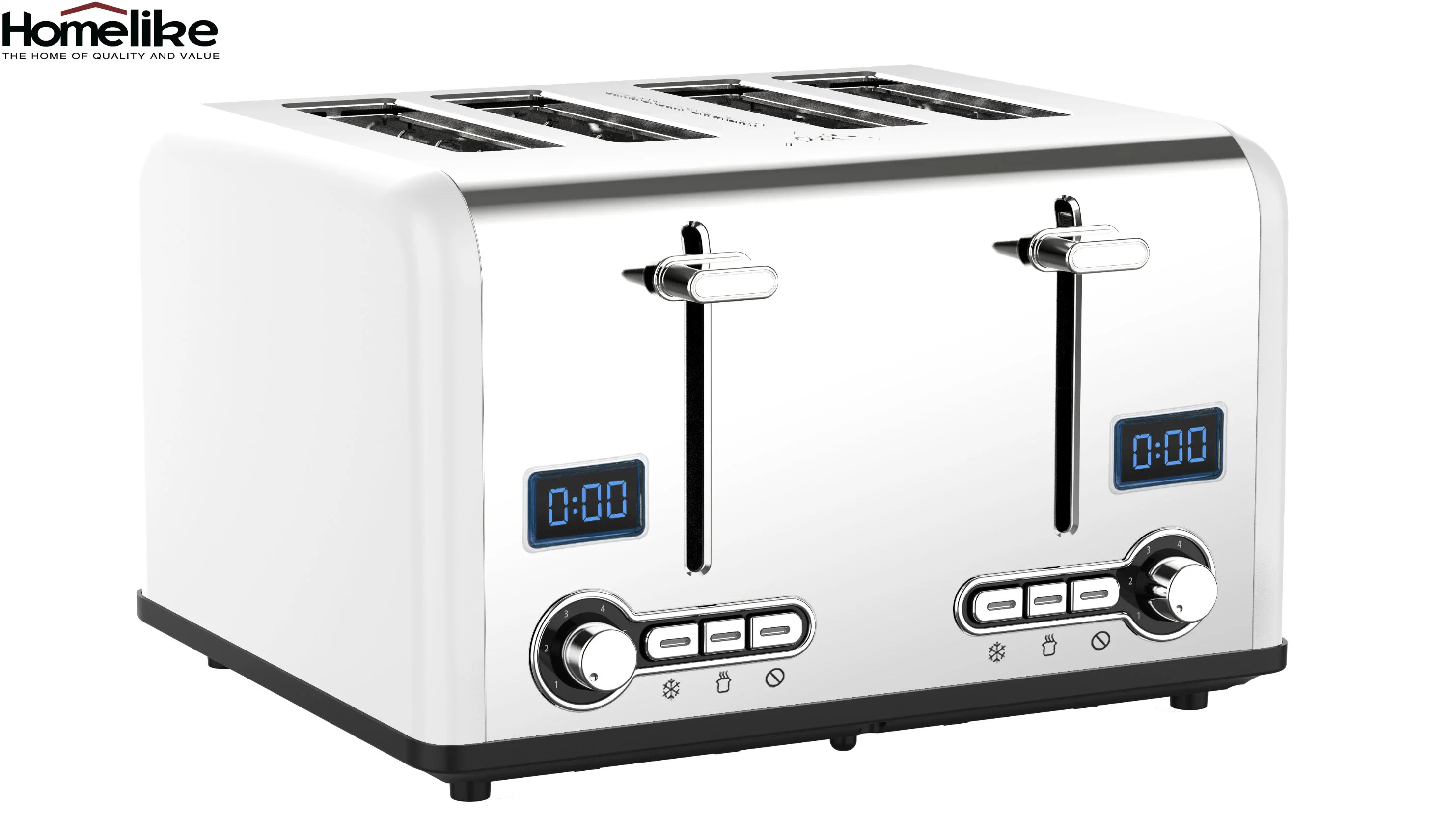 Sandwich Bread Toaster Set with LED Display Electric 4-Slice Stainless Steel Toaster Oven