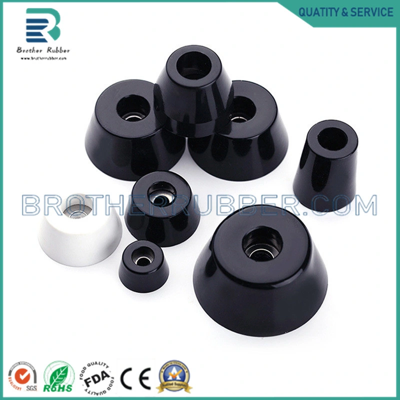 Customized Round Cone Shape Molded Rubber Feet with Steel Washer Built