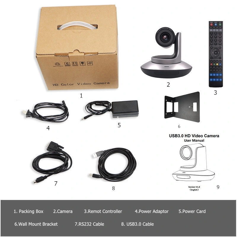12X оптический зум HD PTZ USB 3.0 цифровая камера для видеоконференций