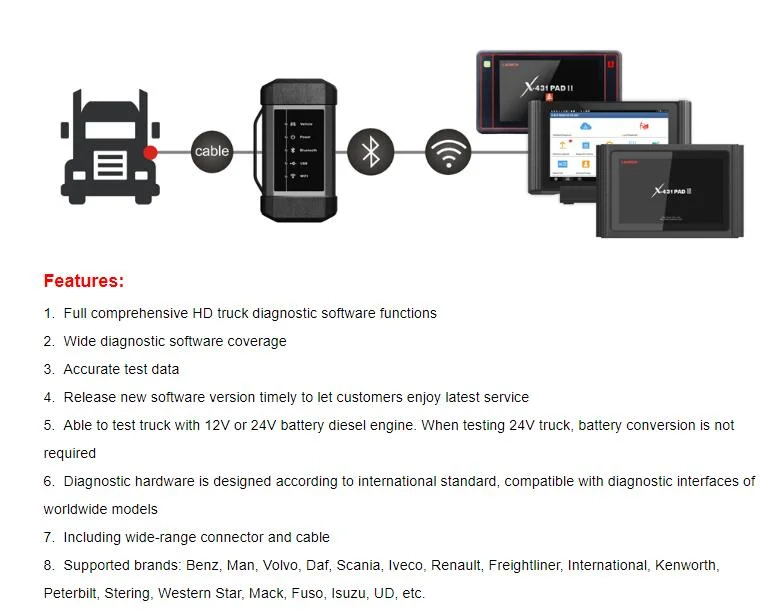 Launch Heavy Duty Launch 431 PRO Version 3 HD Lll Heavy Duty Truck Diagnostic Tool Work with Engine Scanner for 12V and 24V