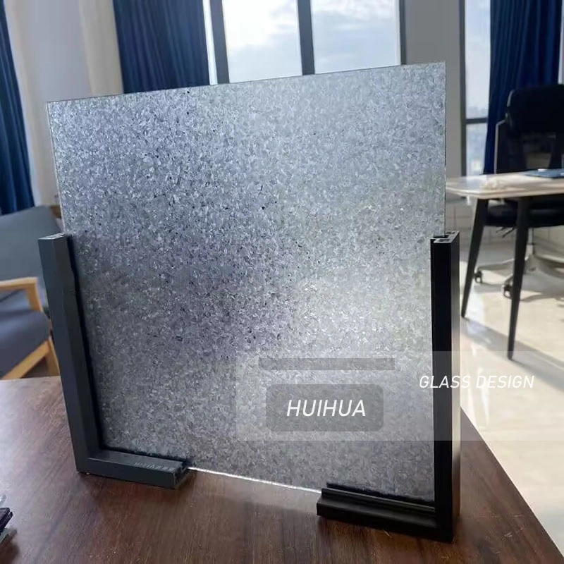 Grey Snow Flower Etch Partition Furniture Display Wall Window and Door Glass