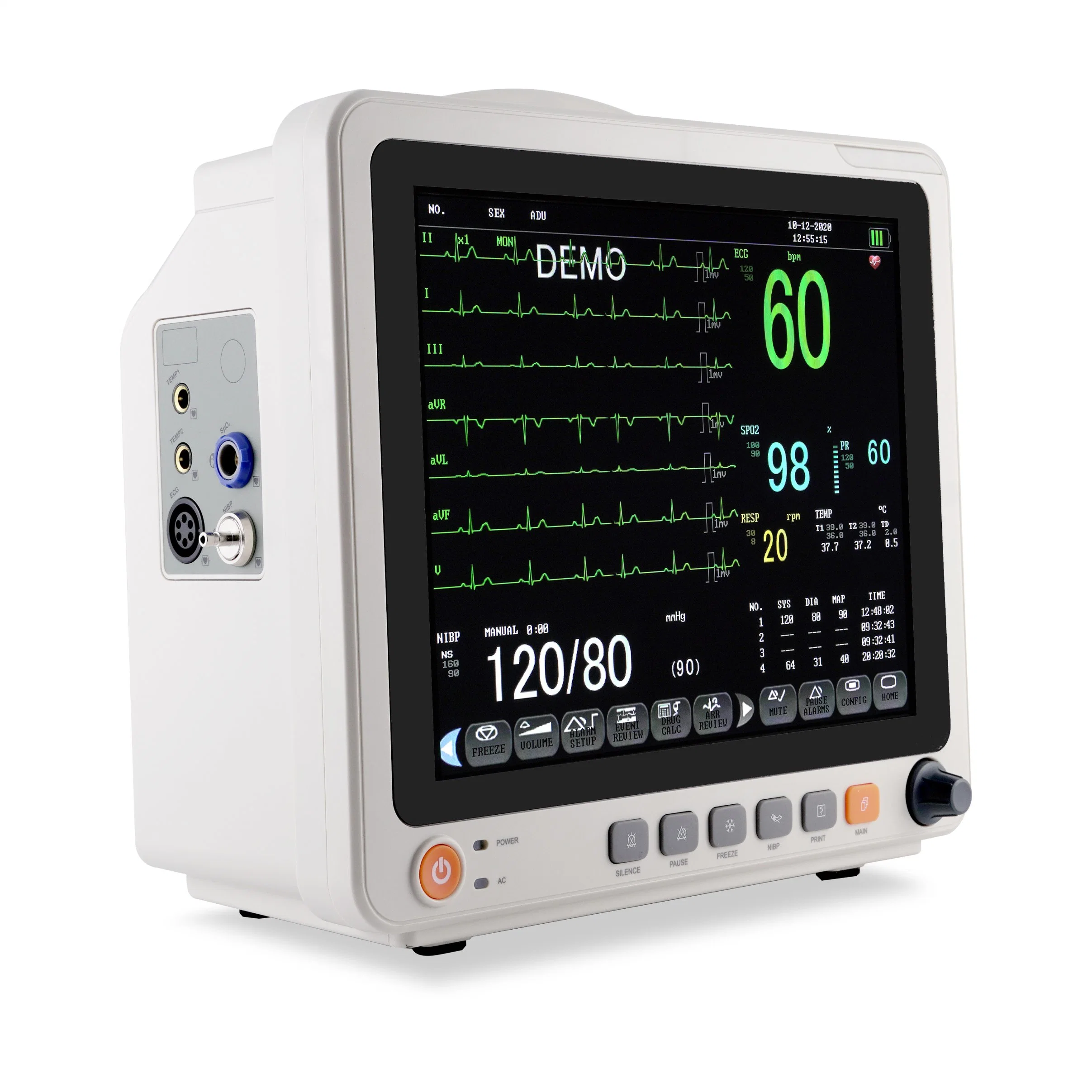 En-12B múltiples parámetros médicos de alta calidad del monitor de paciente Sp02